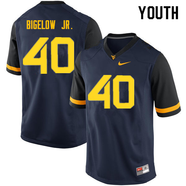 Youth #40 Kenny Bigelow Jr. West Virginia Mountaineers College Football Jerseys Sale-Navy - Click Image to Close